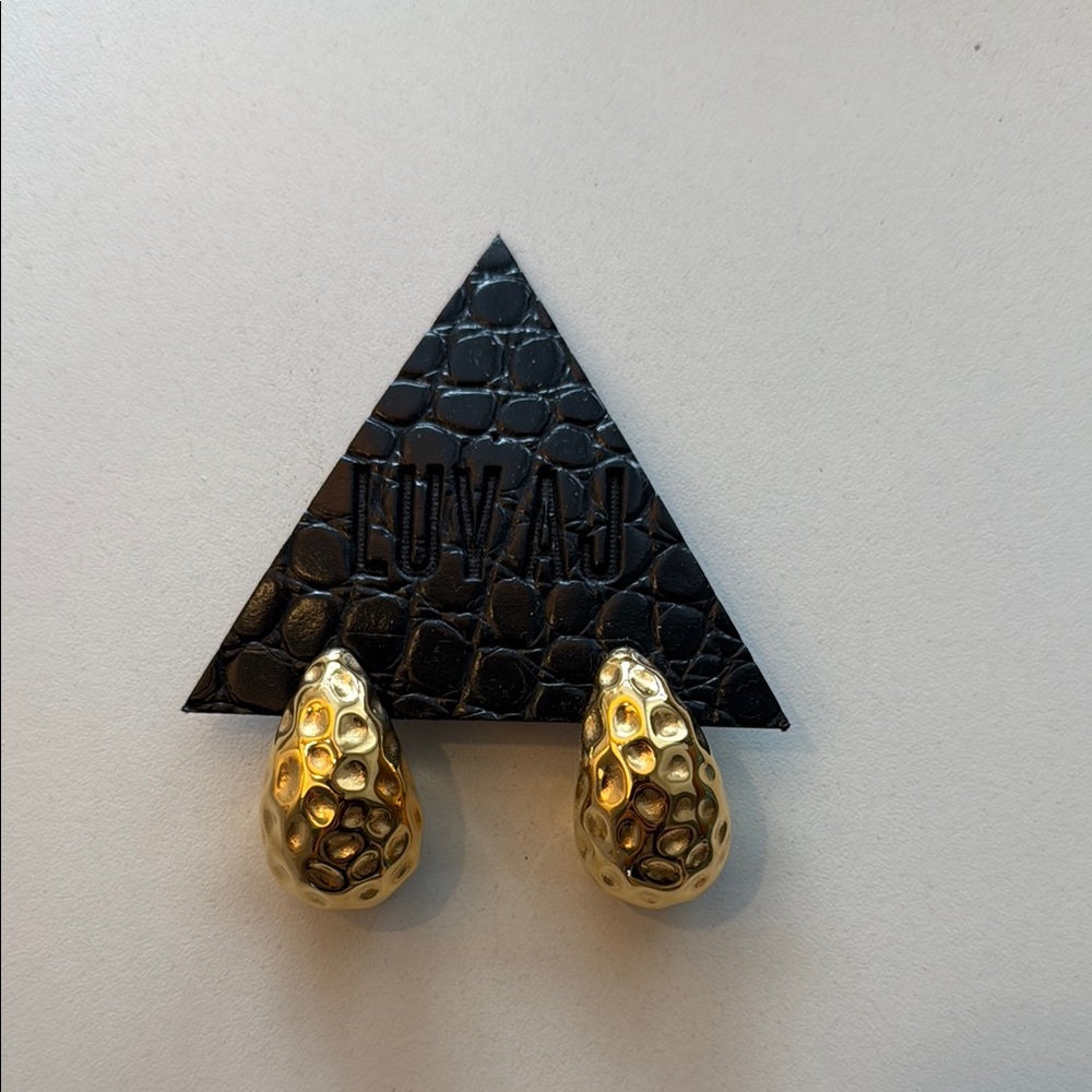 Luv AJ Gold Textured Earrings